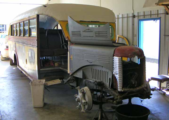 Greyhound under restoration at Hibbing